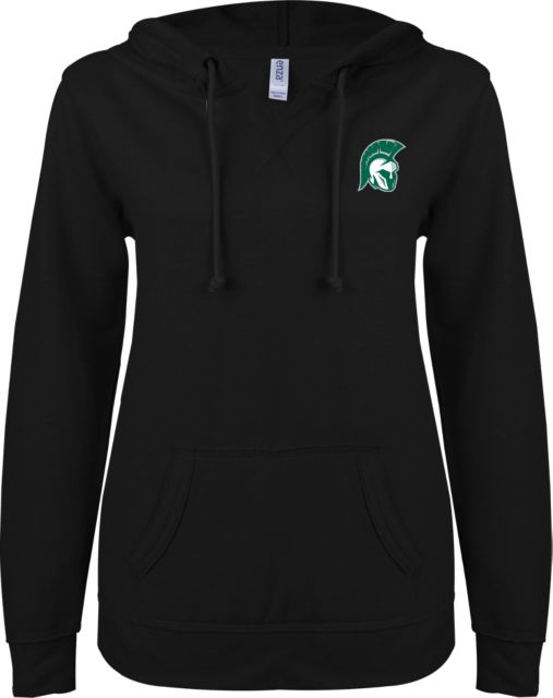 Illinois Wesleyan ENZA Ladies V Notch Raw Edge Fleece Hoodie Head Mark - ONLINE ONLY