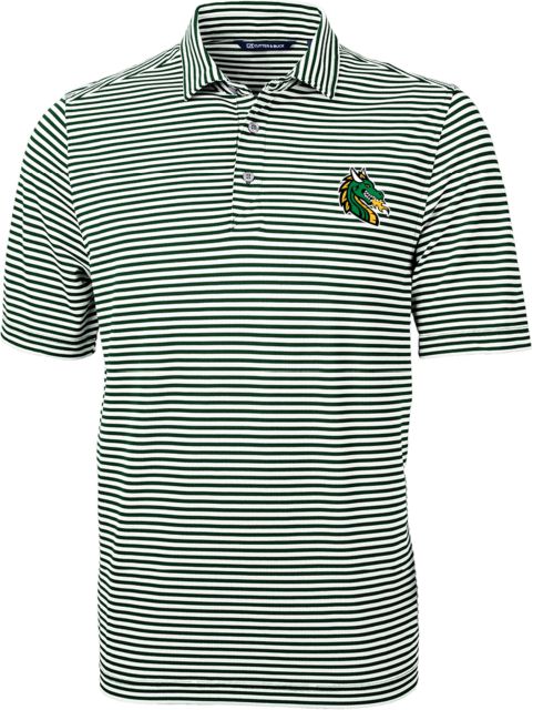 Paris Junior College CandB Virtue Eco Pique Stripe Hunter Green Polo Dragon - ONLINE ONLY