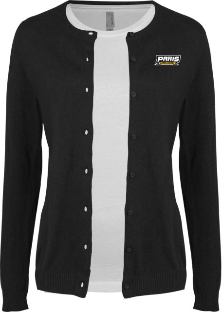 Paris Junior College Cardigan Sweater Black Paris Junior College Wordmark - ONLINE ONLY