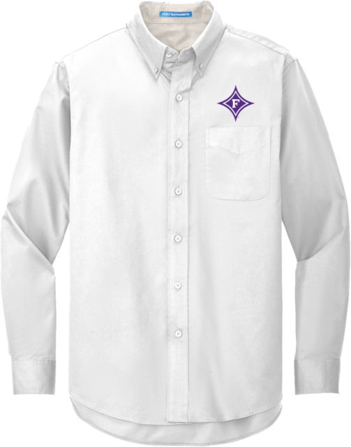 Furman Twill Button Down Long Sleeve Diamond F - Primary Athletic Marks - ONLINE ONLY