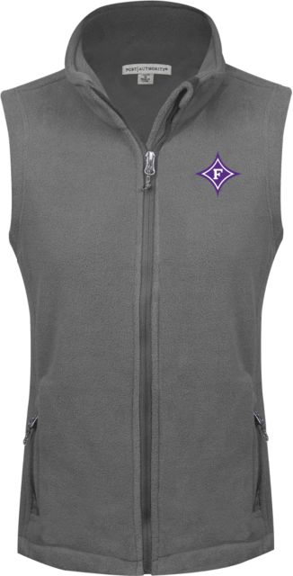 Furman Womens Fleece Full Zip Vest Diamond F - Primary Athletic Marks - ONLINE ONLY