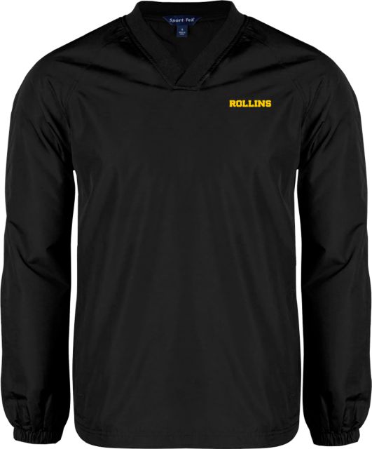 Rollins V Neck Raglan Windshirt Black Wordmark - ONLINE ONLY