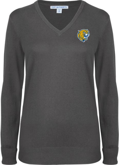Johnson & Wales Womens VNeck Sweater Heather Cat Head - ONLINE ONLY