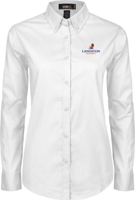 Langston Ladies Twill Button Down Long Sleeve Primary Mark - ONLINE ONLY