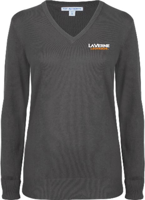 LaVerne Womens Heather VNeck Sweater  University of La Verne  Leopards Wordmark Flat