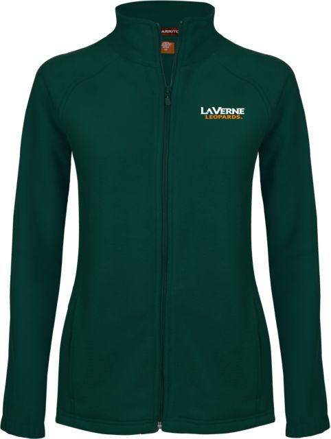 LaVerne Womens Fleece Full Zip Jacket University of La Verne  Leopards Wordmark Flat