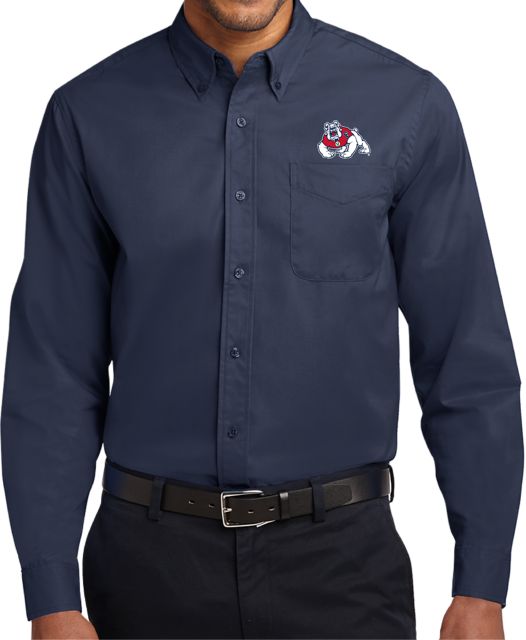 Fresno State Twill Button Down Long Sleeve Fresno State Primary Mark EMB - ONLINE ONLY