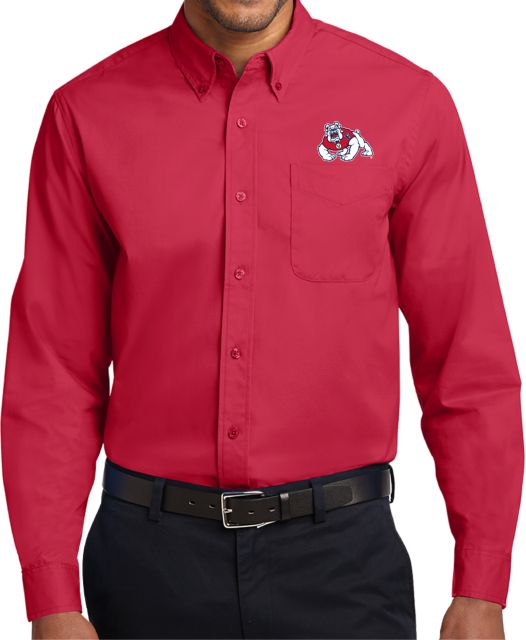 Fresno State Twill Button Down Long Sleeve Fresno State Primary Mark EMB - ONLINE ONLY