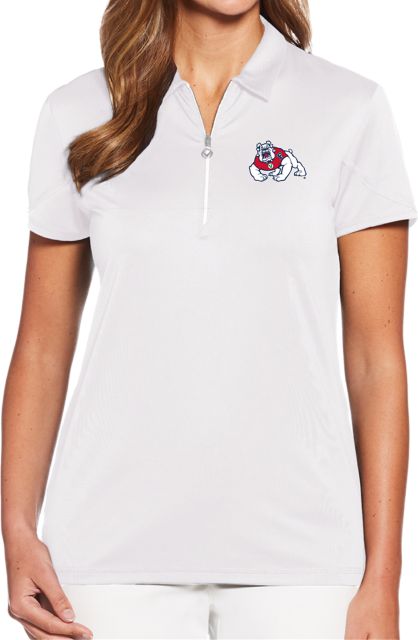 Fresno State Womens Callaway Tulip Sleeve Zip Polo Fresno State Primary Mark EMB - ONLINE ONLY