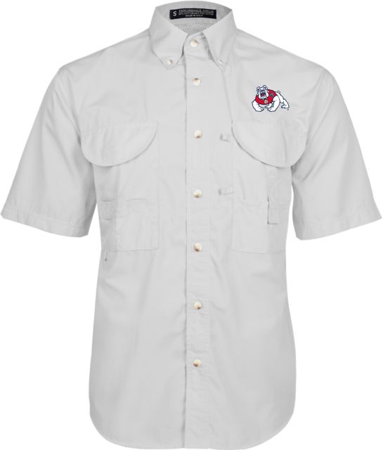 Fresno State Fishing Shirt Performance Short Sleeve White Fresno State Primary Mark EMB - ONLINE ONLY