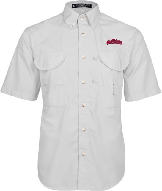 Fresno State Fishing Shirt Performance Short Sleeve White Scripted Bulldogs EMB - ONLINE ONLY
