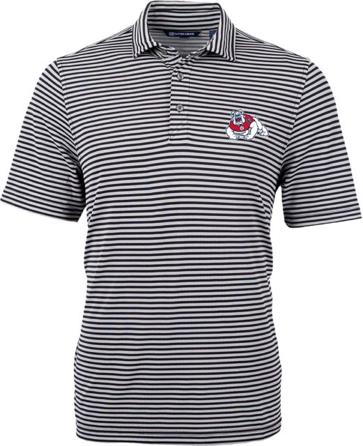 Fresno State CandB Virtue Eco Pique Stripe Polo Fresno State Primary Mark EMB - ONLINE ONLY
