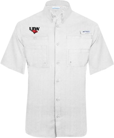 Incarnate Word Columbia Tamiami Performance Short Sleeve Shirt UIW Cardinal Head Stacked - ONLINE ONLY