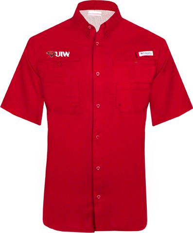 Incarnate Word Columbia Tamiami Performance Short Sleeve Shirt Cardinal Head UIW - ONLINE ONLY