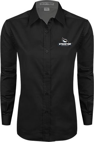 Stockton Ladies Twill Button Down Long Sleeve Official Logo - ONLINE ONLY