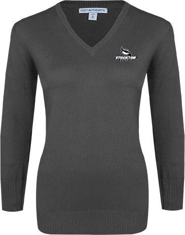 Stockton Ladies V Neck Sweater Official Logo - ONLINE ONLY