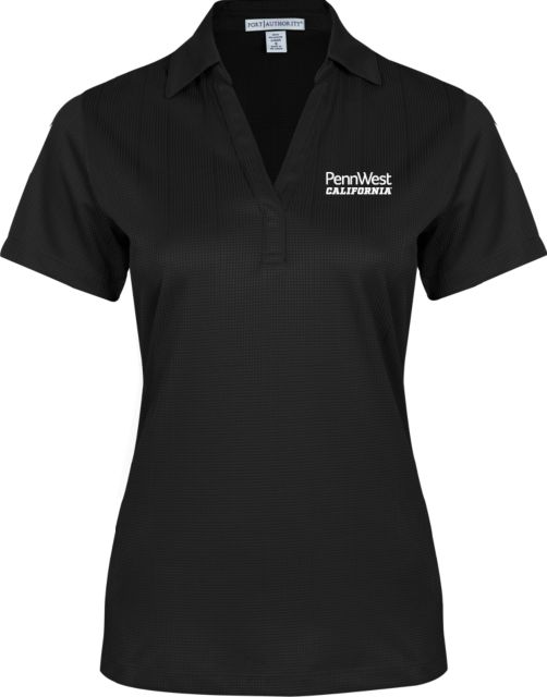 Cal U PA Womens Performance Fine Jacquard Polo PennWest California Wordmark Stacked - ONLINE ONLY
