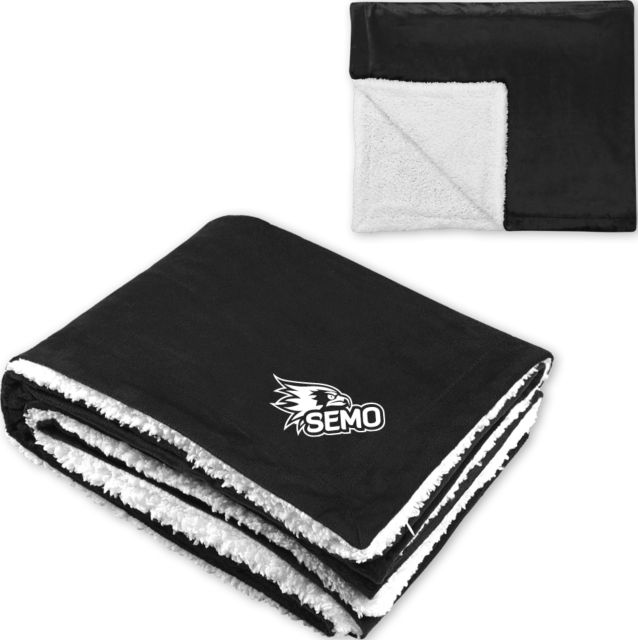 Southeast Missouri Bookstore Super Soft Luxurious Sherpa Throw Blanket SEMO Logo Embroidery - ONLINE ONLY