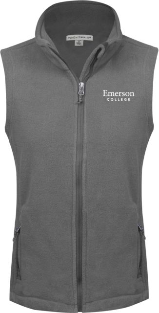Emerson Womens Fleece Full Zip Vest Emerson College Wordmark - ONLINE ONLY