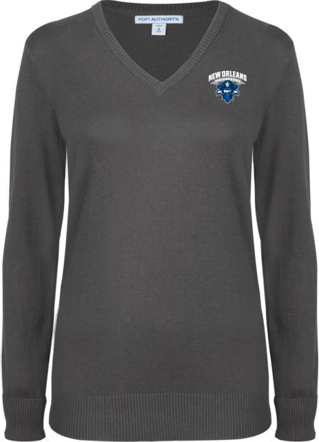 New Orleans Ladies Heather V Neck Sweater Primary Mark - ONLINE ONLY