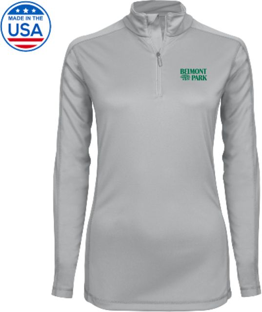 NYRA Syntrel Womens Platinum Interlock 1/4 Zip Belmont Park Official Mark
