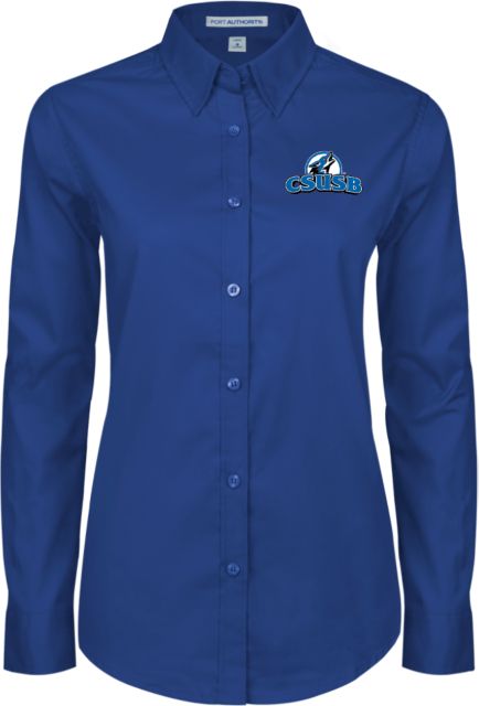 Cal State San Bernardino Womens Twill Button Down Long Sleeve  Cal State San Bernardino Primary Logo - ONLINE ONLY