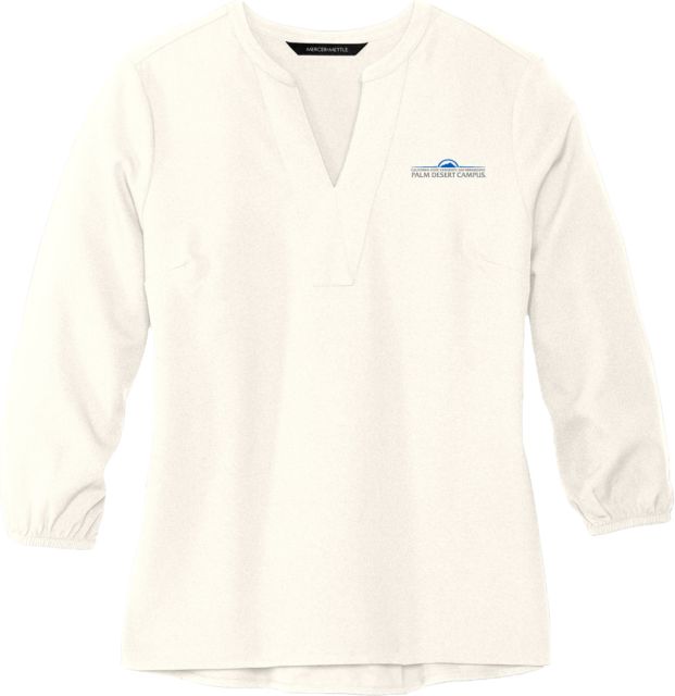 Cal State San Bernardino Mercer + Mettle Womens Ivory 3/4 Sleeve Crepe Blouse Cal State University San Bernardino Palm Desert Campus Institutional Stacked - ONLINE ONLY