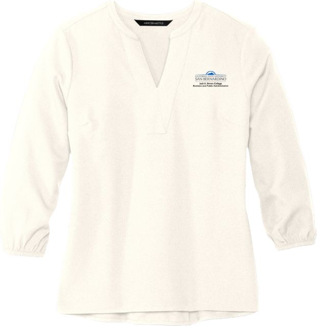 Cal State San Bernardino Mercer + Mettle Womens Ivory 3/4 Sleeve Crepe Blouse Jack H College Business and Public Administration - CSUSB - ONLINE ONLY