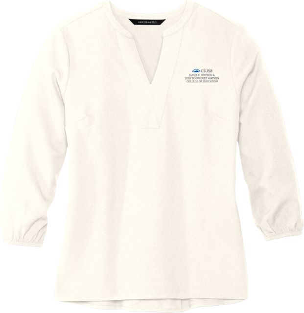 Cal State San Bernardino Mercer + Mettle Womens Ivory 3/4 Sleeve Crepe Blouse James R Watson and Judy Rodriguez Watson College of Education - CSUSB - ONLINE ONLY