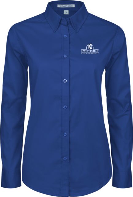 Fayetteville Ladies Twill Button Down Long Sleeve Fayetteville State University Logo - ONLINE ONLY