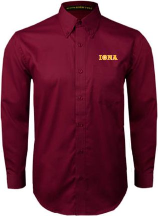 Iona Twill Button Down Long Sleeve Iona Wordmark - ONLINE ONLY