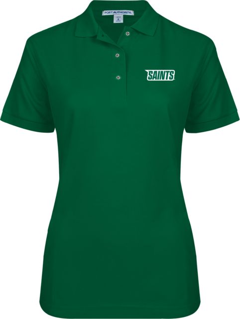 Siena Womens Silk Touch Pique Polo Saints Wordmark - ONLINE ONLY