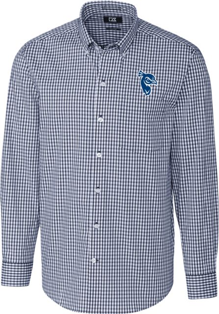 Saint Peters Cutter and Buck Stretch Gingham Long Sleeve Shirt Saint Peters Mascot Head - ONLINE ONLY