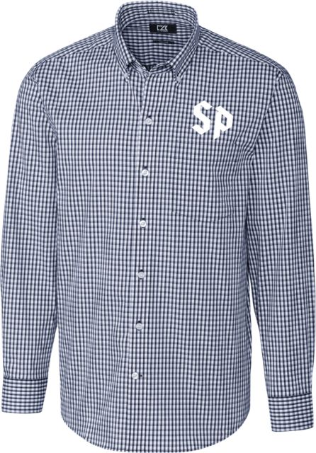 Saint Peters Cutter and Buck Stretch Gingham Long Sleeve Shirt Saint Peters Monogram - ONLINE ONLY