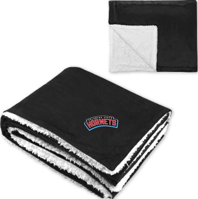 Delaware State Super Soft Luxurious Sherpa Throw Blanket Delaware State Primary Athletic Wordmark - ONLINE ONLY