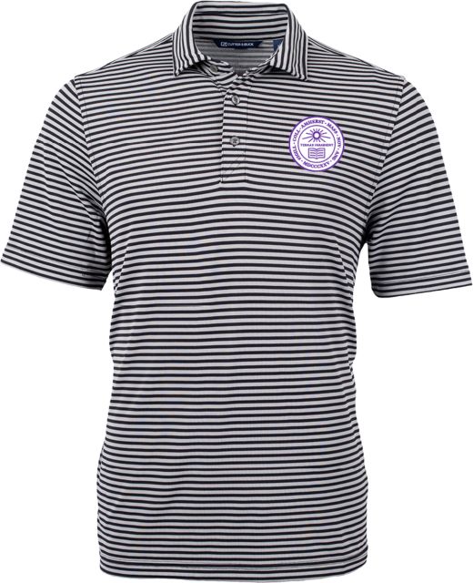 Amherst College C&B Virtue Eco Pique Stripe Polo Amherst Seal - ONLINE ONLY