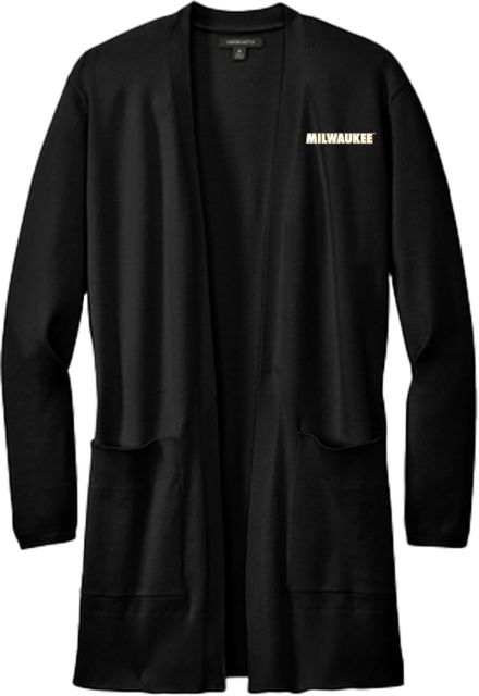 Wisconsin Milwaukee Mercer + Mettle Womens Open Front Cardigan Sweater University of Wisconsin Milwaukee Wordmark Flat - ONLINE ONLY