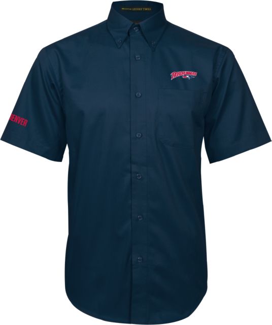 MSU Denver Twill Button Down Short Sleeve Roadrunners With Roadrunner Head