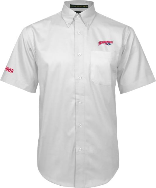 MSU Denver Twill Button Down Short Sleeve Roadrunners With Roadrunner Head