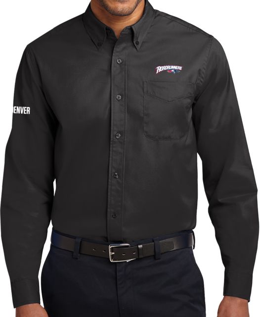 MSU Denver Twill Button Down Long Sleeve Roadrunners With Roadrunner Head