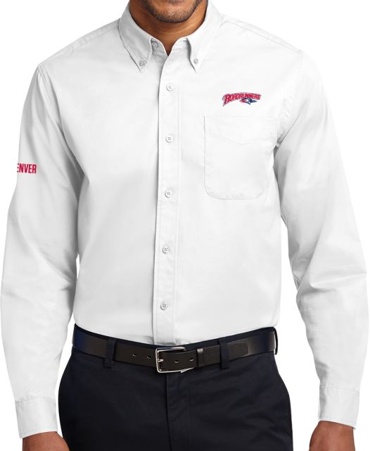 MSU Denver Twill Button Down Long Sleeve Roadrunners With Roadrunner Head