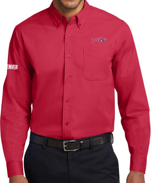 MSU Denver Twill Button Down Long Sleeve Roadrunners With Roadrunner Head