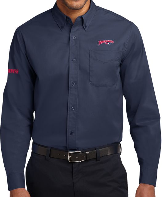 MSU Denver Twill Button Down Long Sleeve Roadrunners With Roadrunner Head