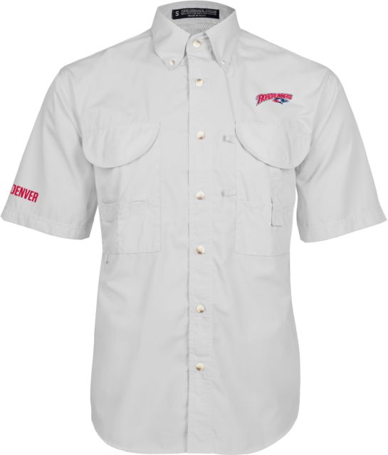 MSU Denver Fishing Shirt Performance Short Sleeve Roadrunners With Roadrunner Head