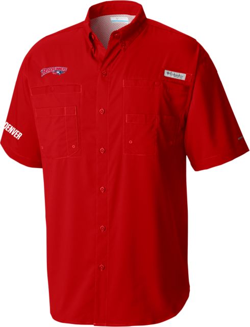 MSU Denver Columbia Tamiami Performance Short Sleeve Shirt Roadrunners With Roadrunner Head
