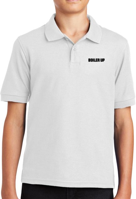 Purdue Youth Silk Touch Polo Boiler Up Athletic Wordmark