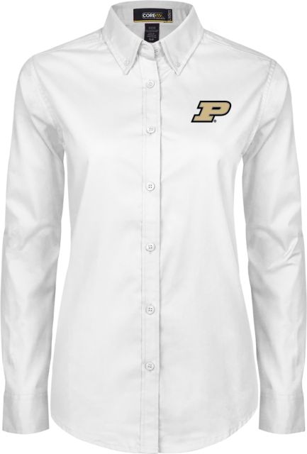 Purdue Womens Twill Long Sleeve Button Down  Primary Athletic Mark