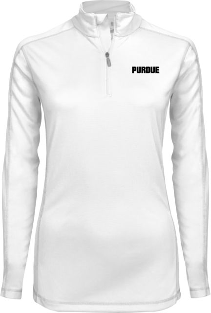 Purdue Womens Syntrel Interlock 1/4 Zip Purdue Athletic Wordmark