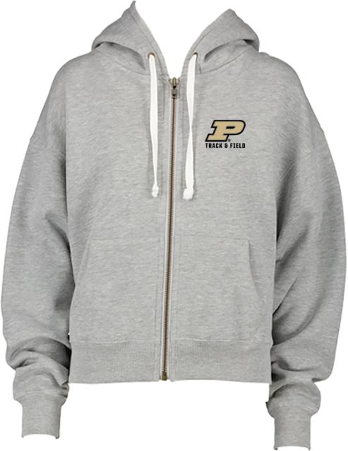 Purdue Enza Womens Boxy Full Zip Hood Purdue P - Track and Field