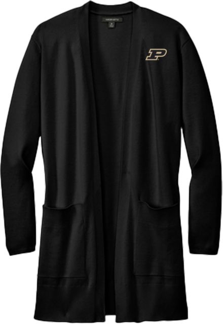 Purdue Mercer + Mettle Womens Open Front Cardigan Sweater Primary Athletic Mark - ONLINE ONLY